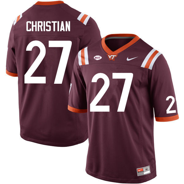 Men #27 Kenji Christian Virginia Tech Hokies College Football Jerseys Sale-Maroon